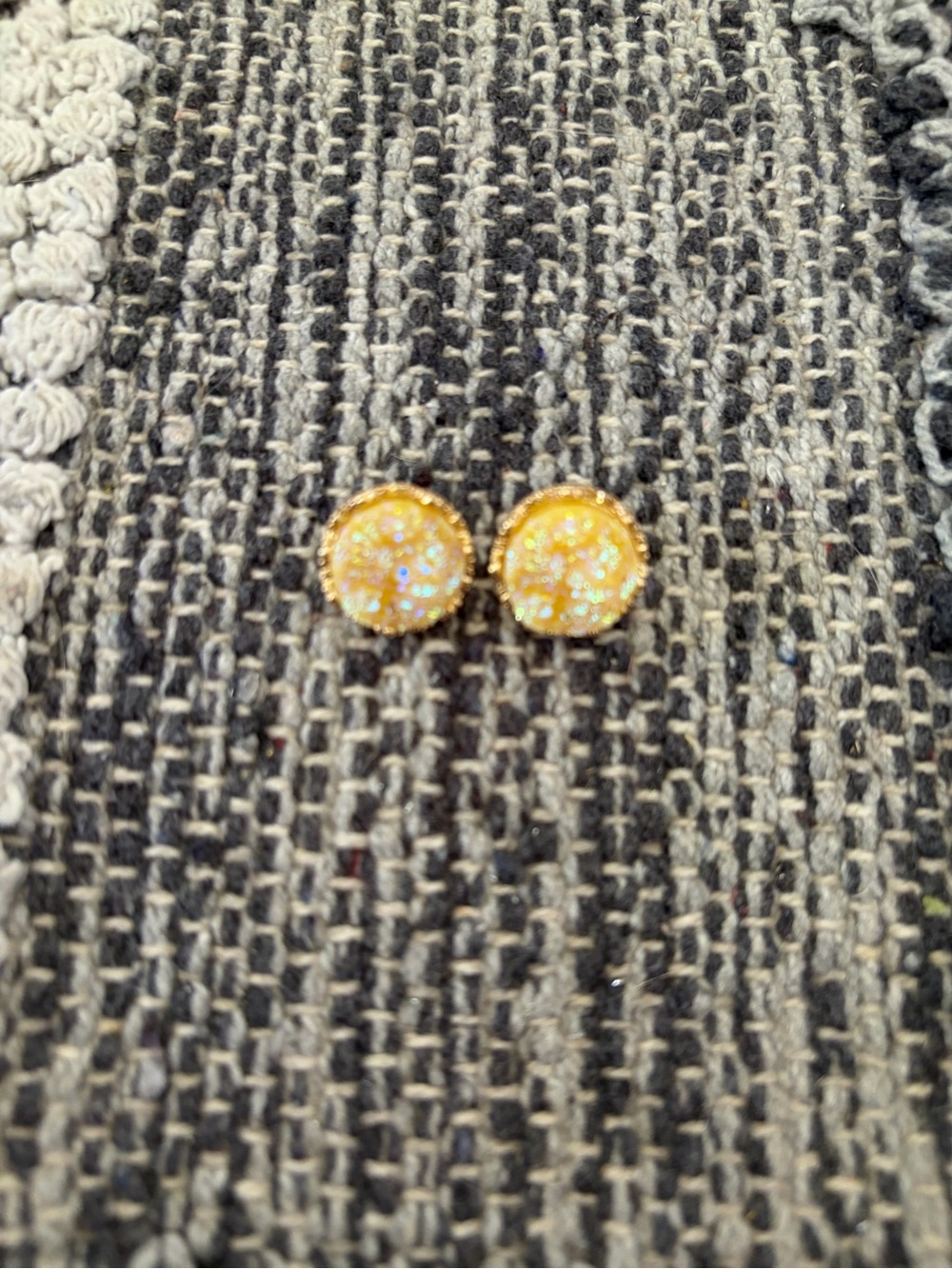 Plunder Gold Sparkle Druzy Stud Earrings